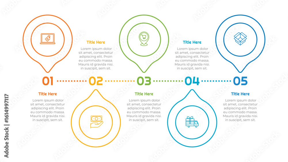 Fototapeta premium 6 Steps Outline Circle Infographic Element. Modern and clean design for presentations, reports, and web