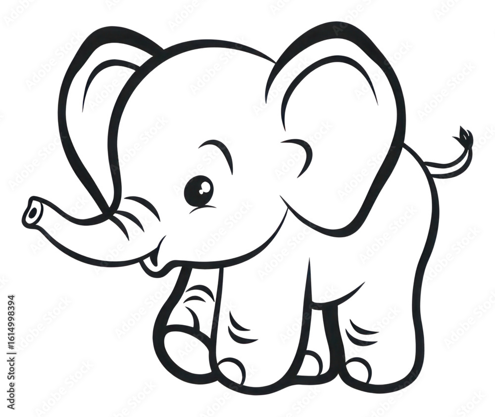 Naklejka premium PNG Cute elephant illustrated wildlife drawing.