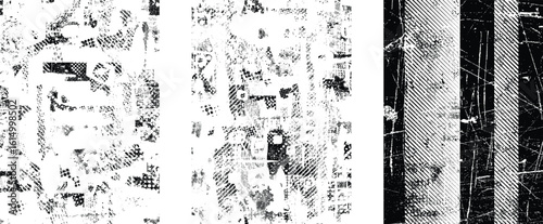 Glitch distorted geometric shape . Noise destroyed logo . Trendy cyber punk poster . Glitched frame .Grunge textured . Distressed effect .Vector shapes with a halftone dots screen print texture. 