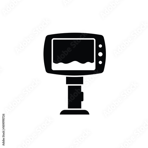 Canvas Print Sonar screen display with wavy line fish finder