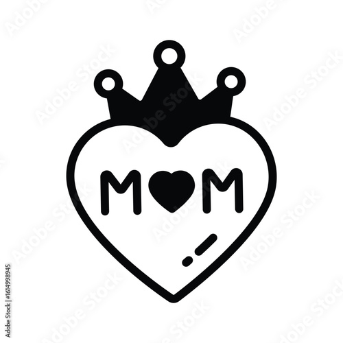 An glyph icon showing a crowned heart