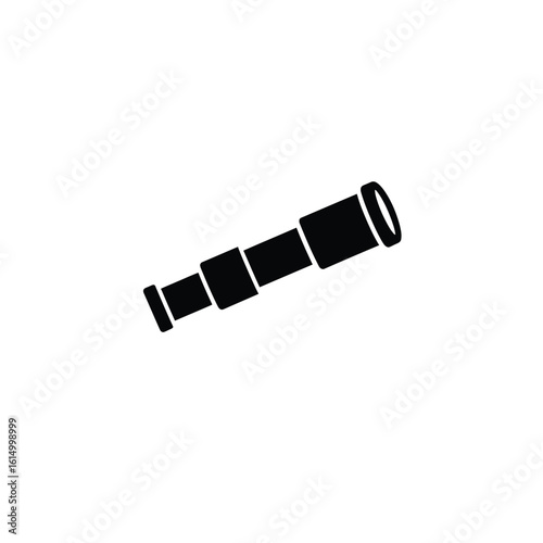 Black spyglass icon on white telescope optical