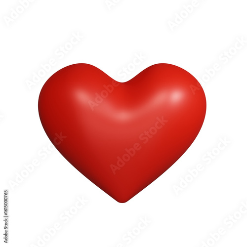 3D Render Red Heart Isolated on transparent Background