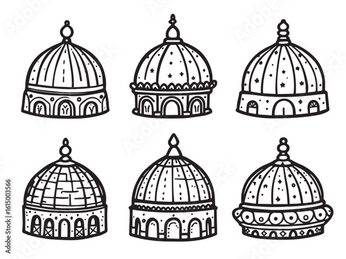 Golden dome architectural line art illustration