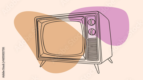 Retro vintage television set with a minimalist design on a soft pastel background.