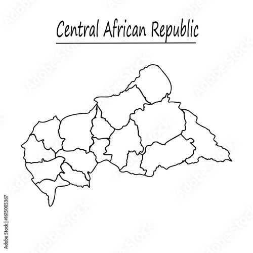 African Country Map - Central African Republic with Regions
