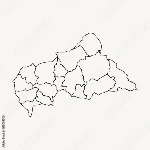 Central African Republic Map with Administrative Divisions Outline