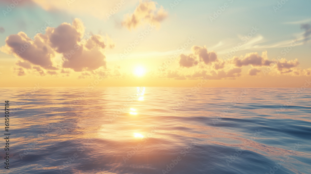 Obraz premium sky over calm sea. beach at sunset. sea and sunny sky on horizon over calm water