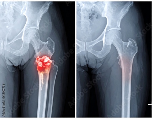 X-rays highlighting hip joint abnormality