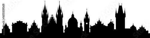 Black Silhouette City Skyline With Diverse Architectural Structures