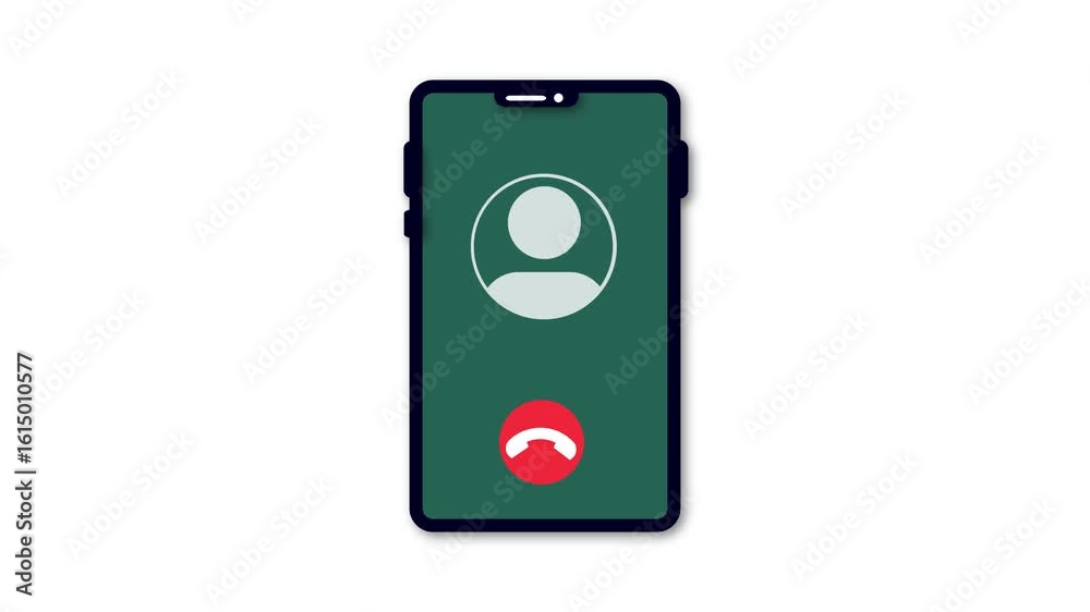 Incoming call notification animation for smartphone with modern green UI and app interface elements. Minimalist user interface motion graphic featuring call screen for communication and technology. Incoming call notification animation for smartphone with modern green UI and app interface elements. Minimalist user interface motion graphic featuring call screen for communication and technology.