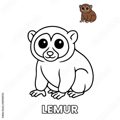 Cute Lemur Animal Children Coloring Pages