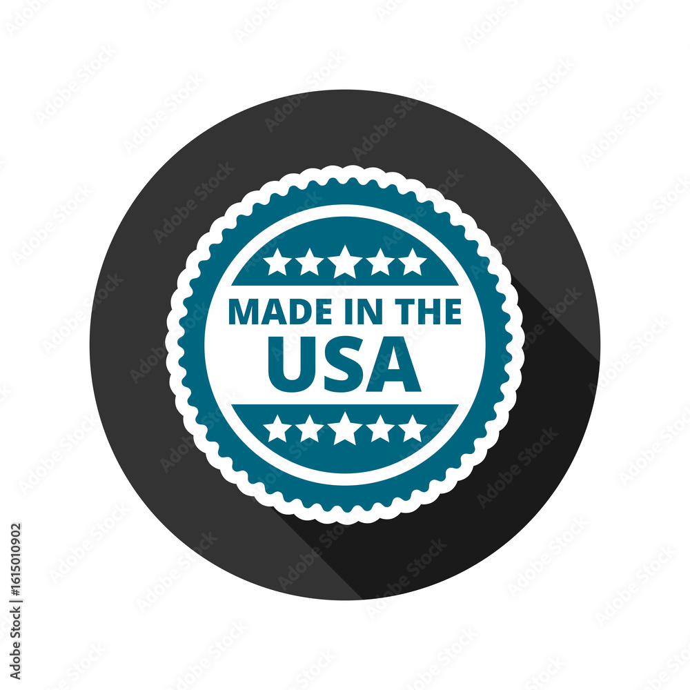 Fototapeta premium Made in the USA with long shadow icon isolated on transparent background