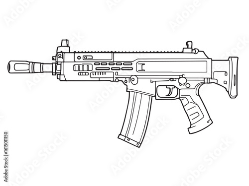 gun collection line drawing weapon illustration set