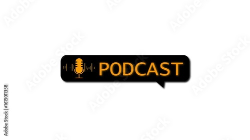 Bright orange podcast intro motion design for video content and online platforms. Digital streaming intro featuring orange microphone and minimalist graphic elements.