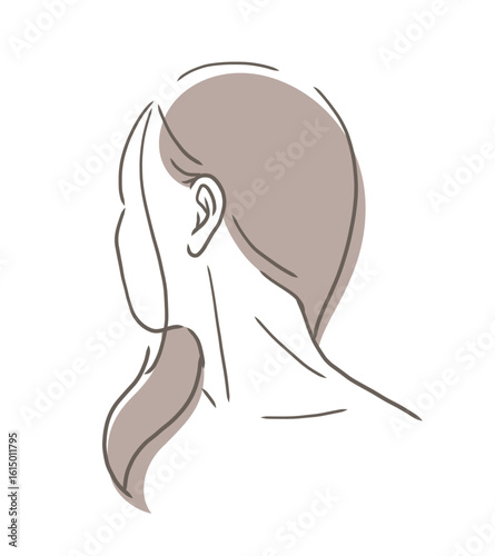 デコルテを見せた斜め後ろ向きの女性のイラスト素材