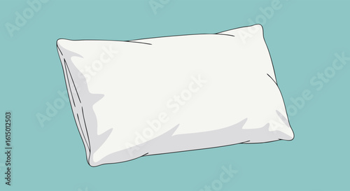 Simple illustration of a white pillow against a teal background.