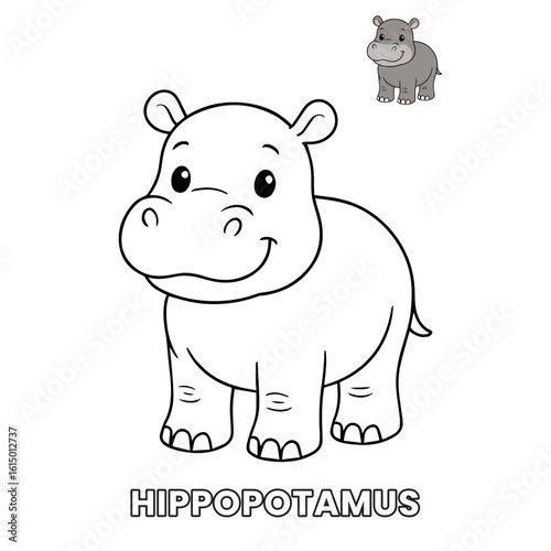 hippopotamus Animal Children Coloring Pages