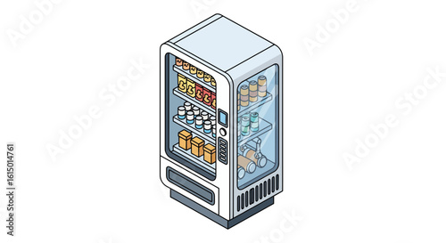 Vending machine with drinks and snacks isometric view