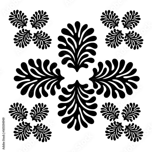Tropical Silhouette Leaf Pattern Set