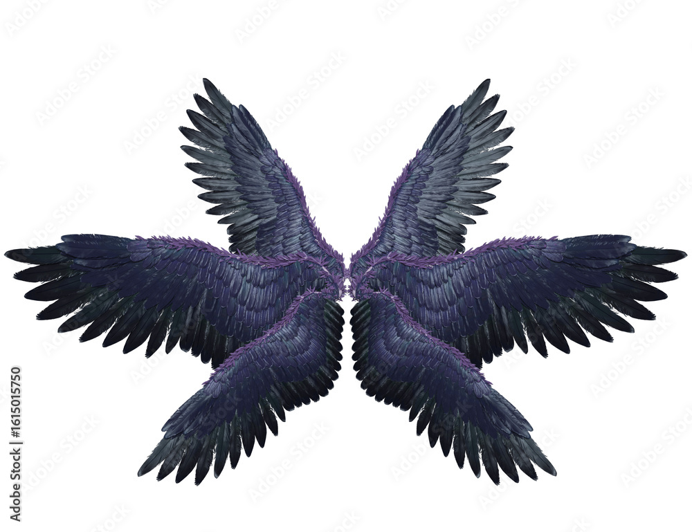 Fototapeta premium 3D rendered illustration of fantasy purple wings isolated on transparent background 