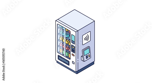 Vending machine isometric view with contactless payment