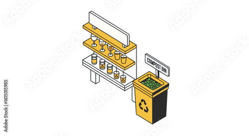 Compost bin and bar setup for sustainable business