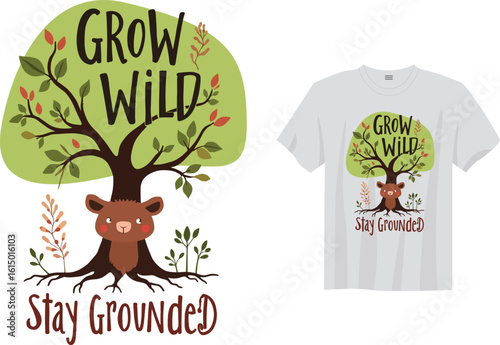 Grow Wild Stay Grounded- Adventure Grows Outdoor Explorer Tee