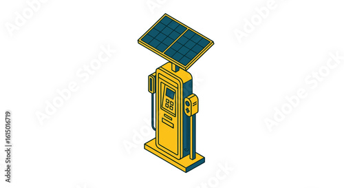Solar powered electric car charging station icon
