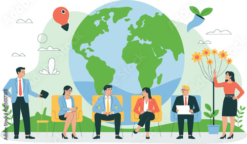 Business People Discussing Environmental Sustainability and Green Initiatives for the Future
