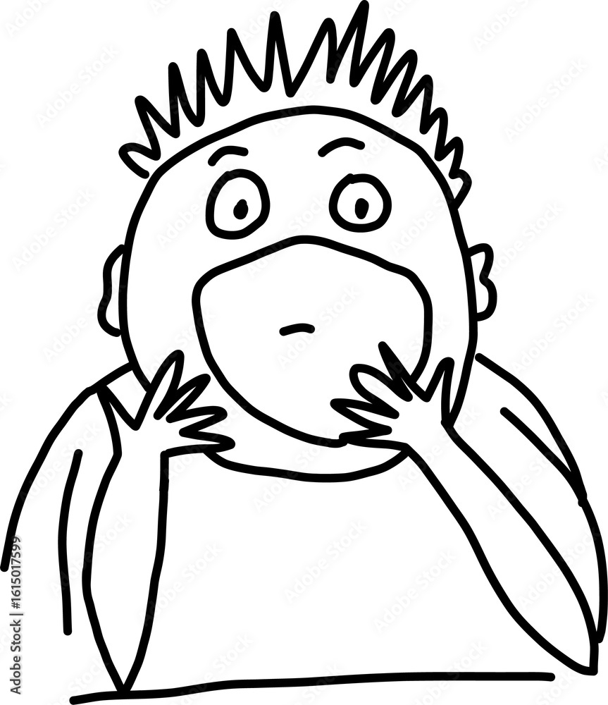 Obraz premium Scared Hand-Drawn Face Illustration