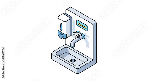 Handwashing station with soap dispenser and faucet