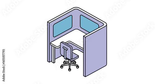 Office cubicle workstation with chair and desk