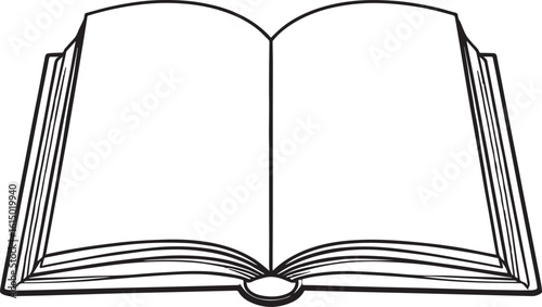 Open Book Silhouette in Black | Flat Reading Icon Illustration