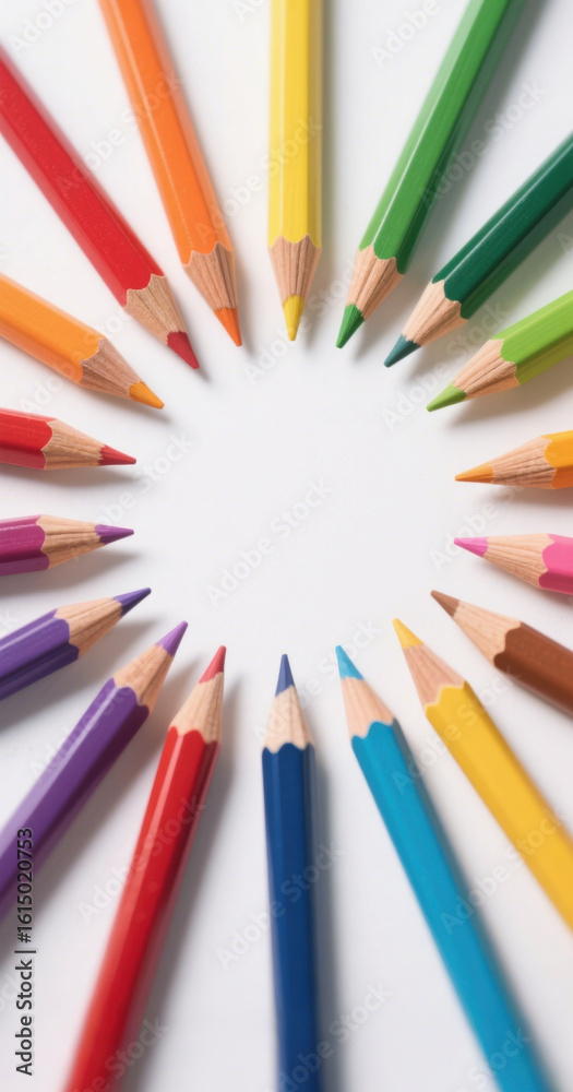 Fototapeta premium colored pencils on white background