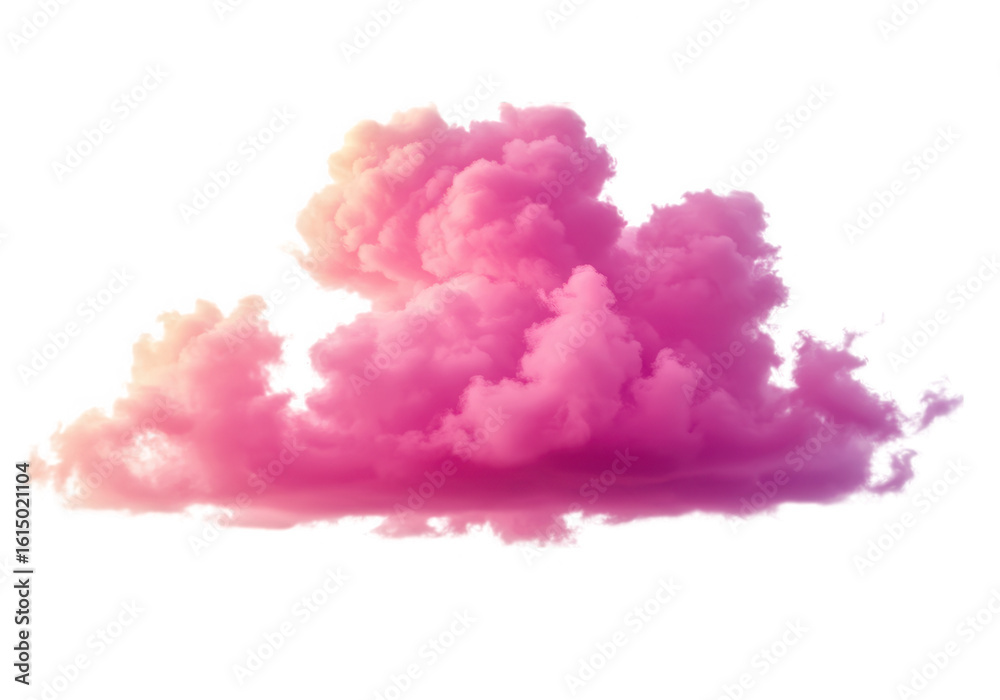 Fototapeta premium Fluffy pink cloud formation, dreamy sky isolated on transparent background