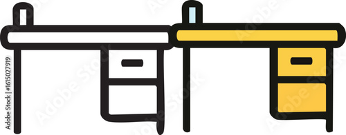 Two Office Desks Illustration.