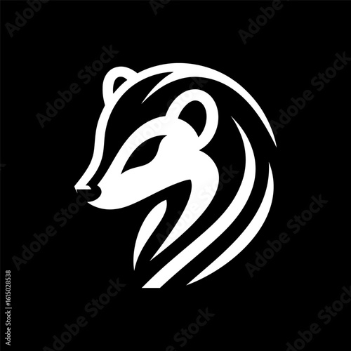 Stylish Weasel Monochrome Logo Design