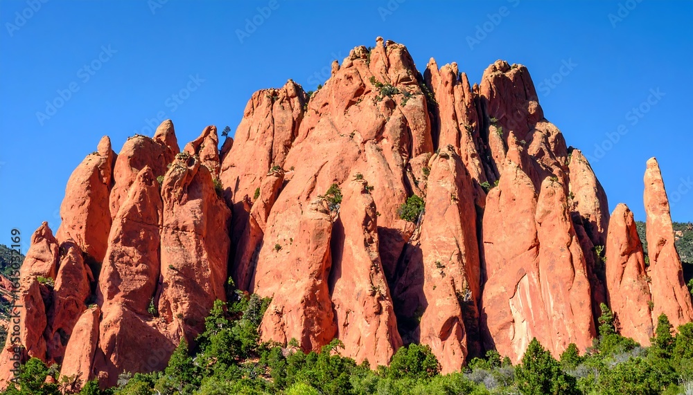 Fototapeta premium Red rock formations against a clear blue sky