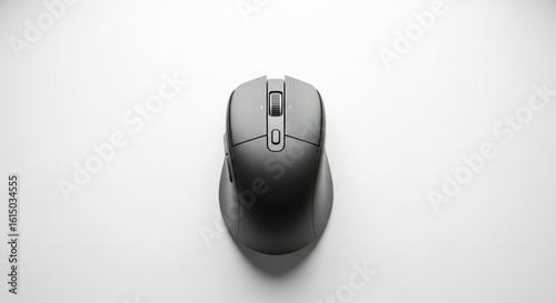 Top down view of a modern ergonomic wireless computer mouse