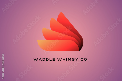 Obraz na plátně Abstract orange gradient shapes stacked on a purple background with waddle whims