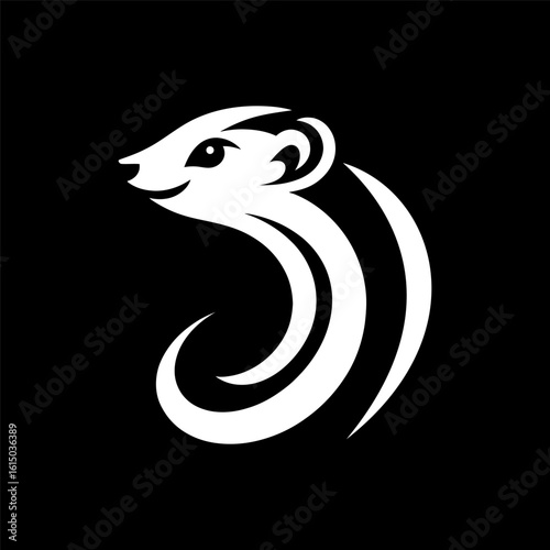Sleek Weasel Emblem in Monochrome