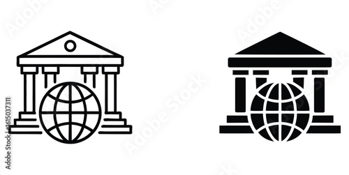 Global Banking Icon Set in Multiple Styles Silhouette Vector Financial Symbols Collection