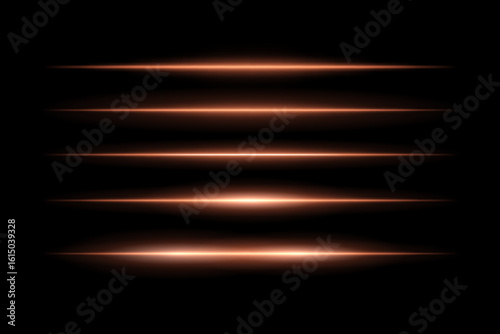 Glowing horizontal beams arranged in vertical stack with symmetrical light spread. Sharp edges fade smoothly into dark background, creating futuristic motion effect.