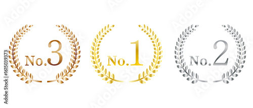 ランキング　月桂樹のアイコンイラスト　ナンバー有り
Ranking laurel icon illustration with number