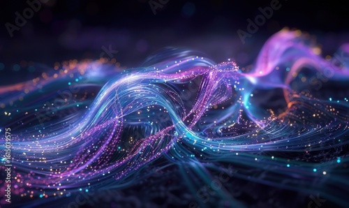 Abstract flowing light trails modern technology background futuristic art