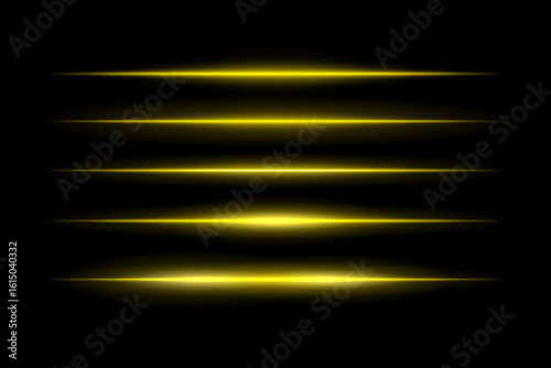 Glowing horizontal beams arranged in vertical stack with symmetrical light spread. Sharp edges fade smoothly into dark background, creating futuristic motion effect.