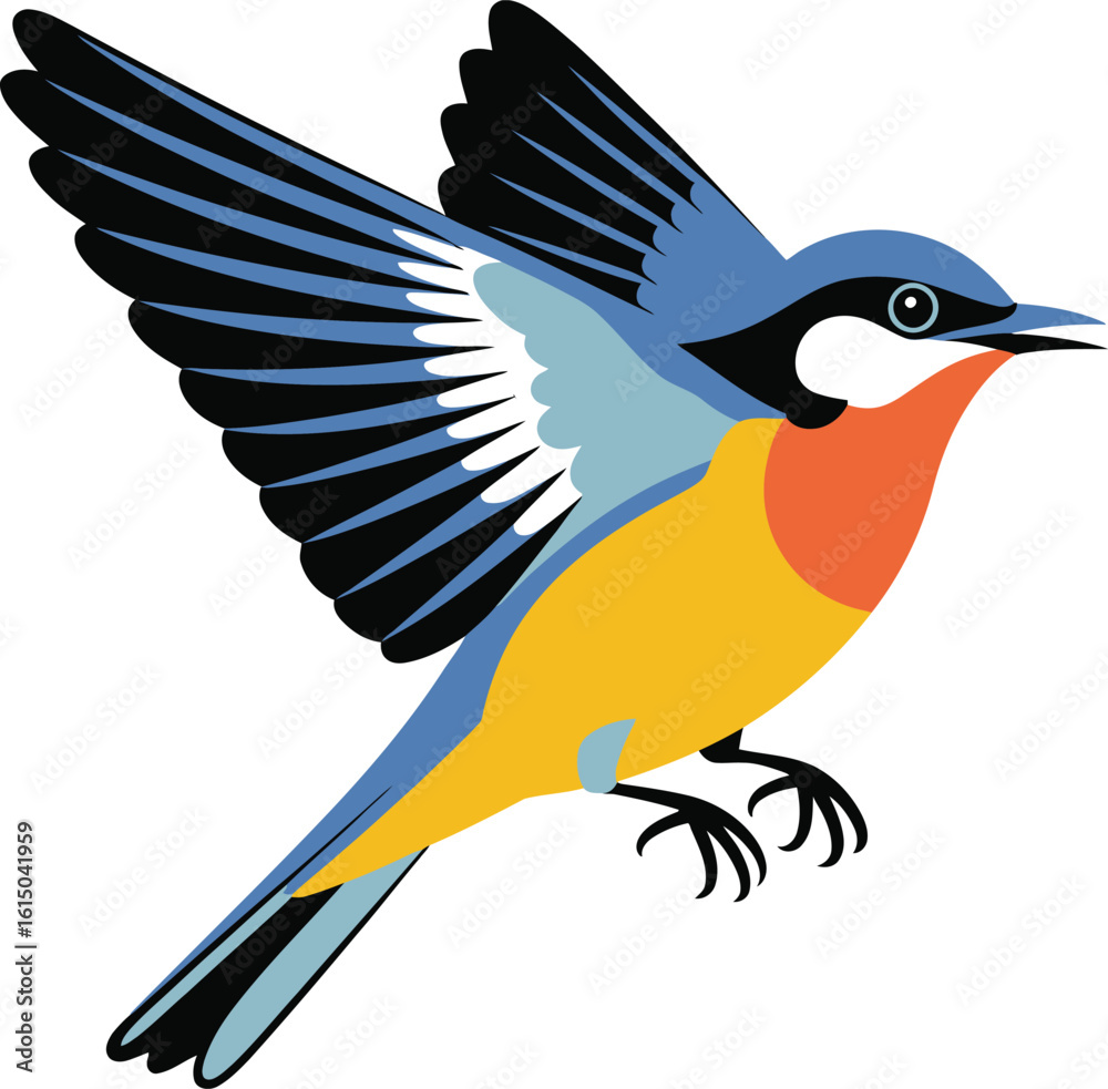 Fototapeta premium Colorful Bird in Flight with Wings Spread flying