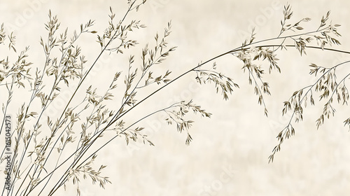Delicate, dried grasses gracefully arch against a muted, textured backdrop.  Gentle, light brown tones evoke a tranquil, nature-inspired aesthetic