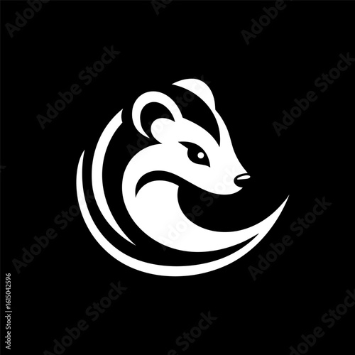 Beautiful Monochrome Weasel Logo Design
